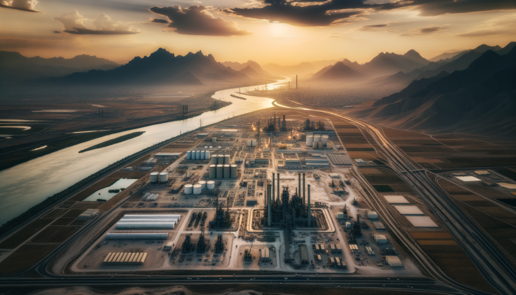 Elazığ Organize Sanayi Bölgesi çevresinde sanayi tesisleri ve sanayi arsaları, arka planda Munzur Dağları ile birlikte.