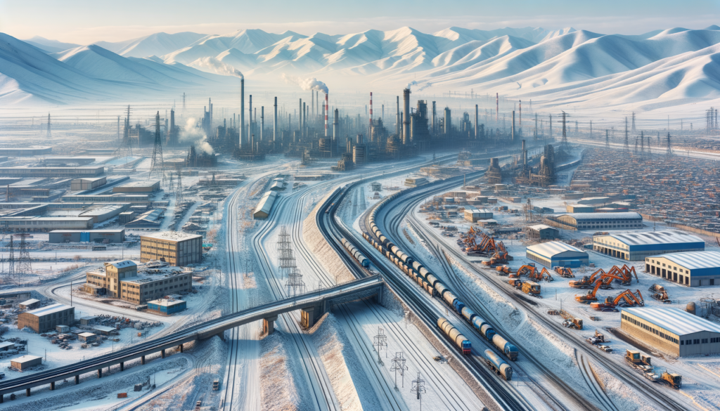 Erzurum'da karla kaplı sanayi arsaları, OSB alanı ve çevresinde endüstriyel binalar, arka planda Palandöken Dağları.