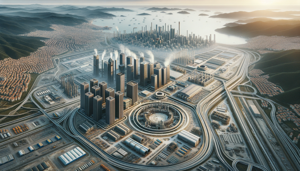 Kırşehir Organize Sanayi Bölgesi ve çevresindeki sanayi arsaları, gelişmekte olan üretim tesisleriyle birlikte yukarıdan görünüm.