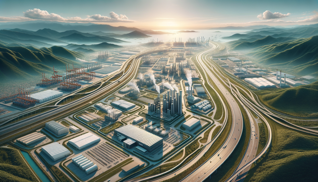 Sakarya’da altyapısı tamamlanmış ve lojistik avantajlı sanayi arsaları, arka planda Karasu Limanı ve modern tesisler