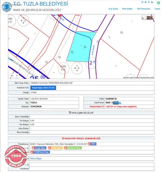 TOPRAKTAN GAYRİMENKUL’DEN KESİNTİLERİ YAPILMIŞ ARSA TAPULU YER.