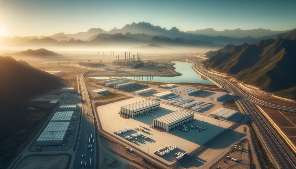 Antalya’da Toros dağları fonunda, Organize Sanayi Bölgesi yakınlarında geniş bir boş sanayi arsası ve çevrede modern tesisler.