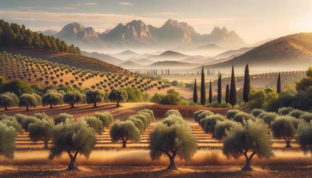 Osmaniye kırsalında sıralanmış zeytin ağaçları ve arka planda Toroslar