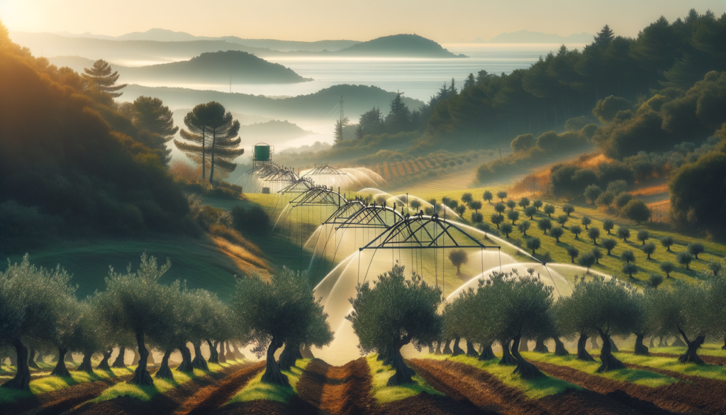 Samsun’daki modern bir zeytinlikte, sağlıklı zeytin ağaçları ve Karadeniz manzarası