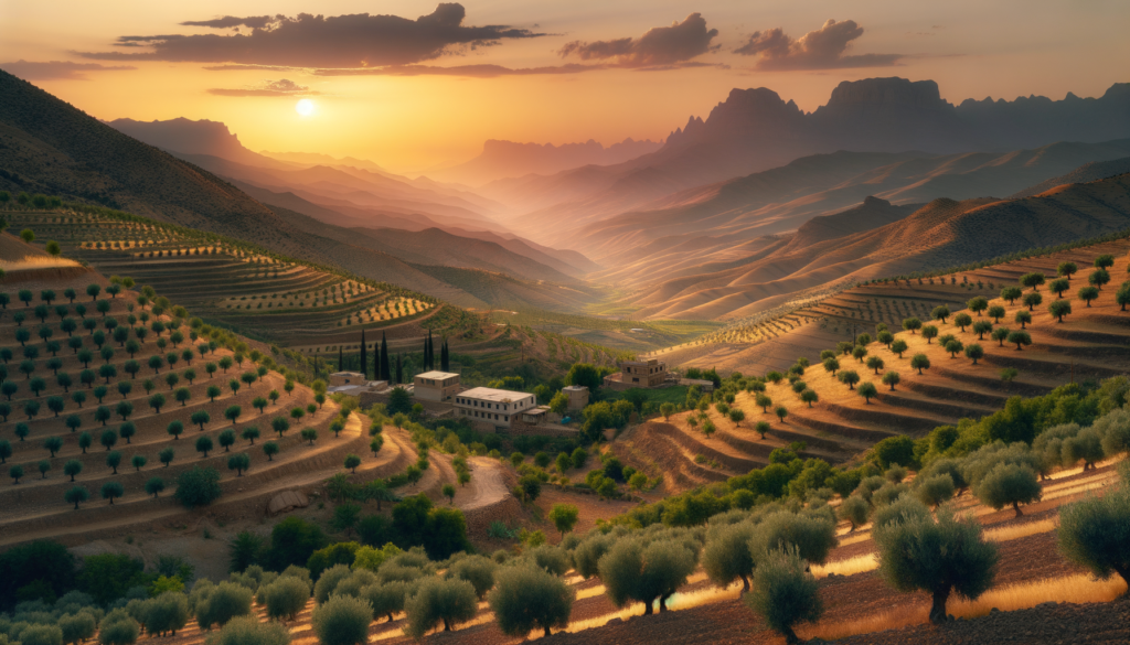 Siirt’te zeytinlik arazilerinin bulunduğu doğal teraslı arazi ve zeytin ağaçları manzarası.