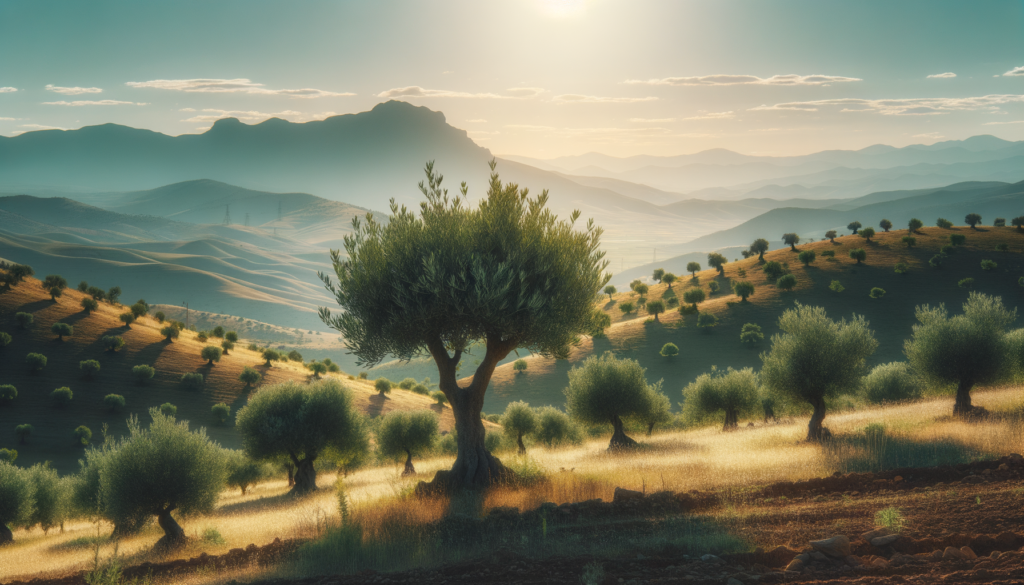 Siirt kırsalında yeşeren zeytinlik arazisi ve arka planda dağ manzarası